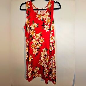 Jamie & Layla Floral Tropical Dress Red  Sleeveless